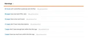 seo audit warning